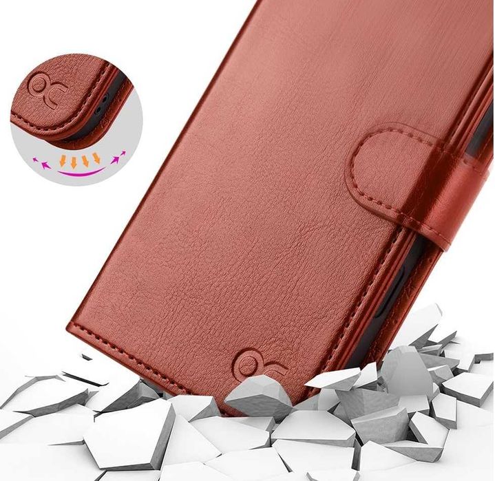 Ocase etui skórzane magsafe iPhone 16 Pro z klapką ciemny brąz 2w1