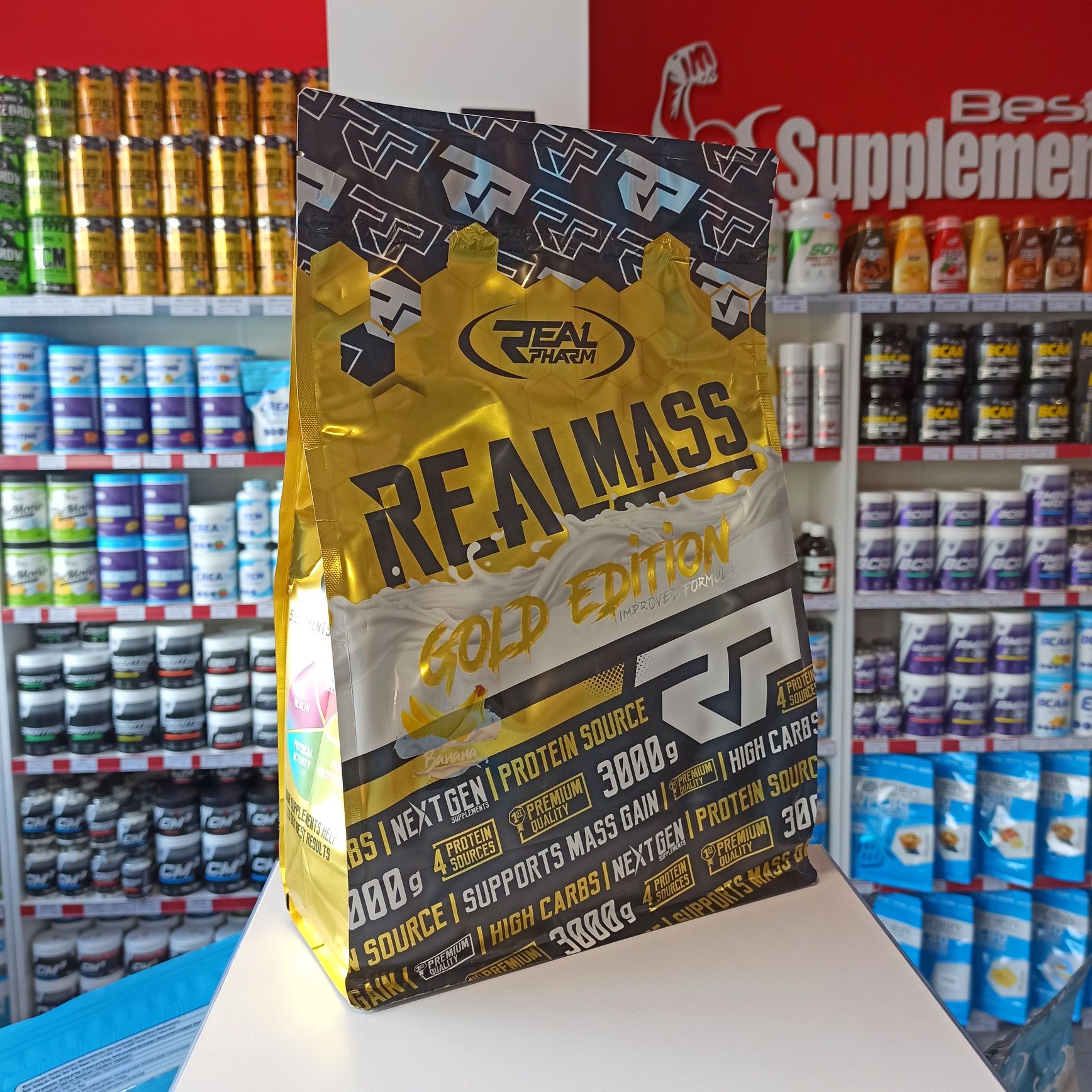 Real Pharm Real Mass 3000g Gainer Odżywka na Mase smak banan