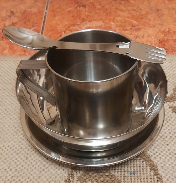 Набор посуды для похода нержавейка для всех.  Набір посуду похідний