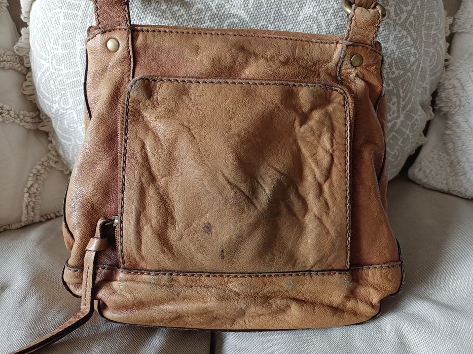 Fossil Listonoszka Crossbody Ruda Brązowa Koniakowa Camel Skóra