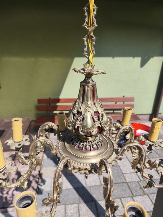 REZERWACJA. Żyrandol mosiężny sprawny