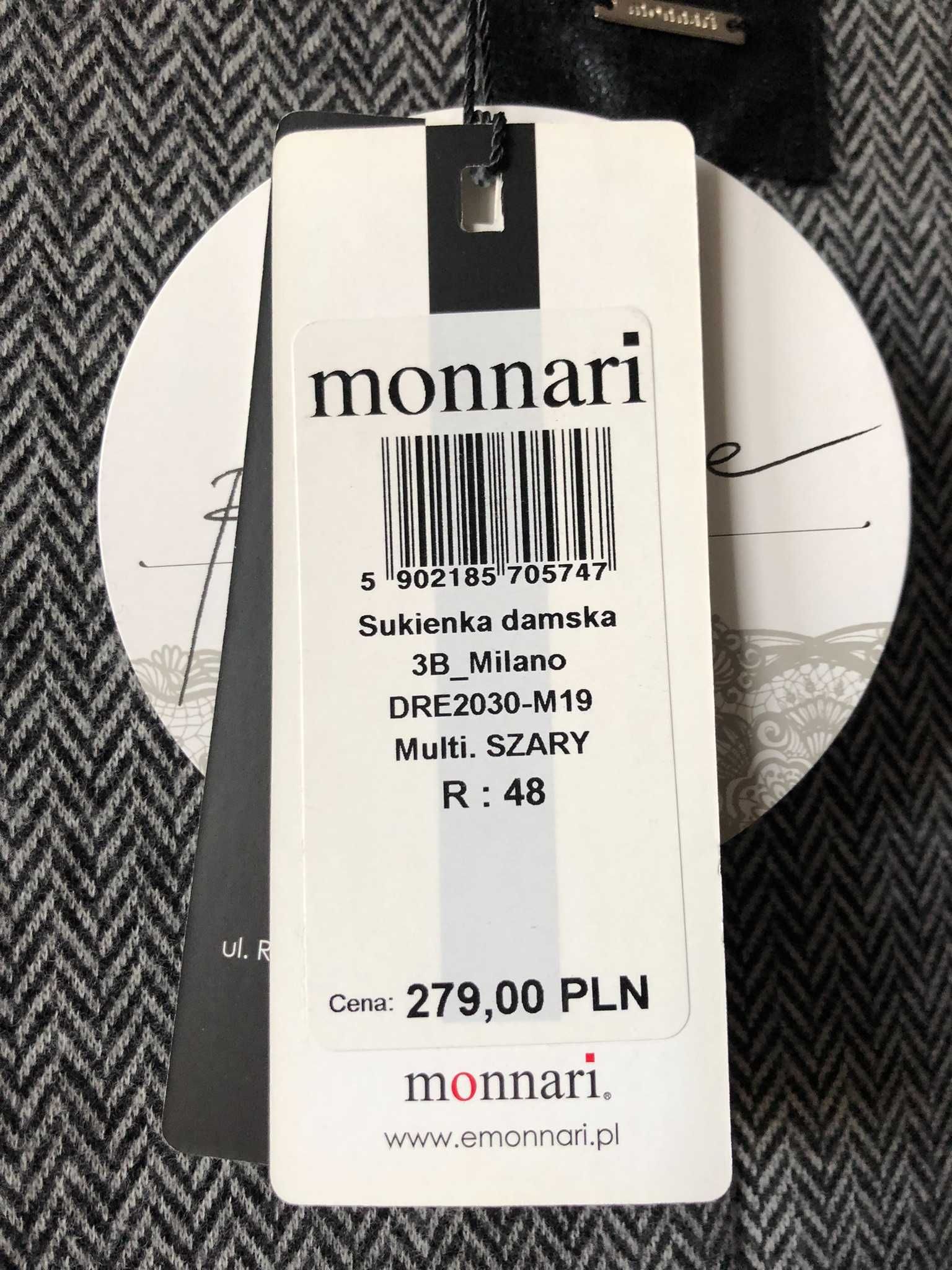 Szara wygodna bawełniana sukienka Monnari rozmiar 48