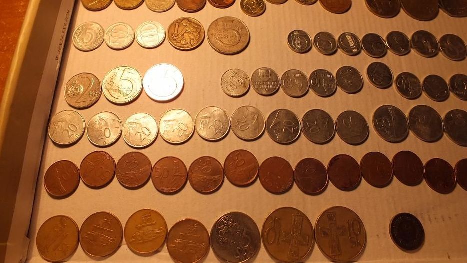 Zestaw monety i banknoty różne