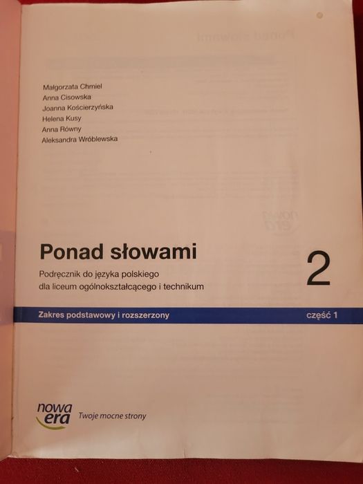 Podręcznik ponad słowam 2 zakres podstawowy I rozszerzony część 1