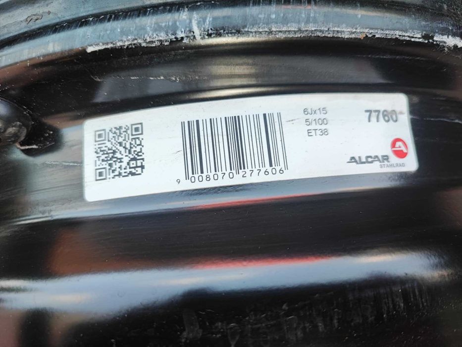 Felgi Stalowe VW Volkswagen 5x100 15" 6J ET38 A3 Polo Fabia Rapid 15