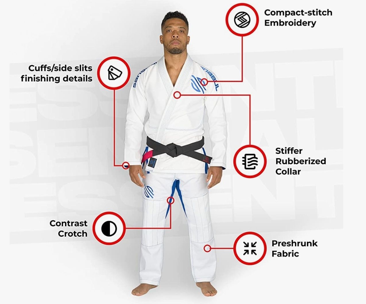 Кімоно для Бразильського Джиу Джитсу  (розмір A2) BJJ Gi Sanabul
