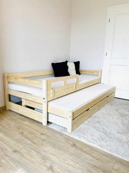 Łóżko drewniane dwuosobowe dla dzieci Alan, materace 200x90 gratis!