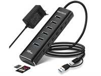Hub USB 3.2 z zasilaczem, hub RSHTECH 8-portowy USB 3.1 Gen2