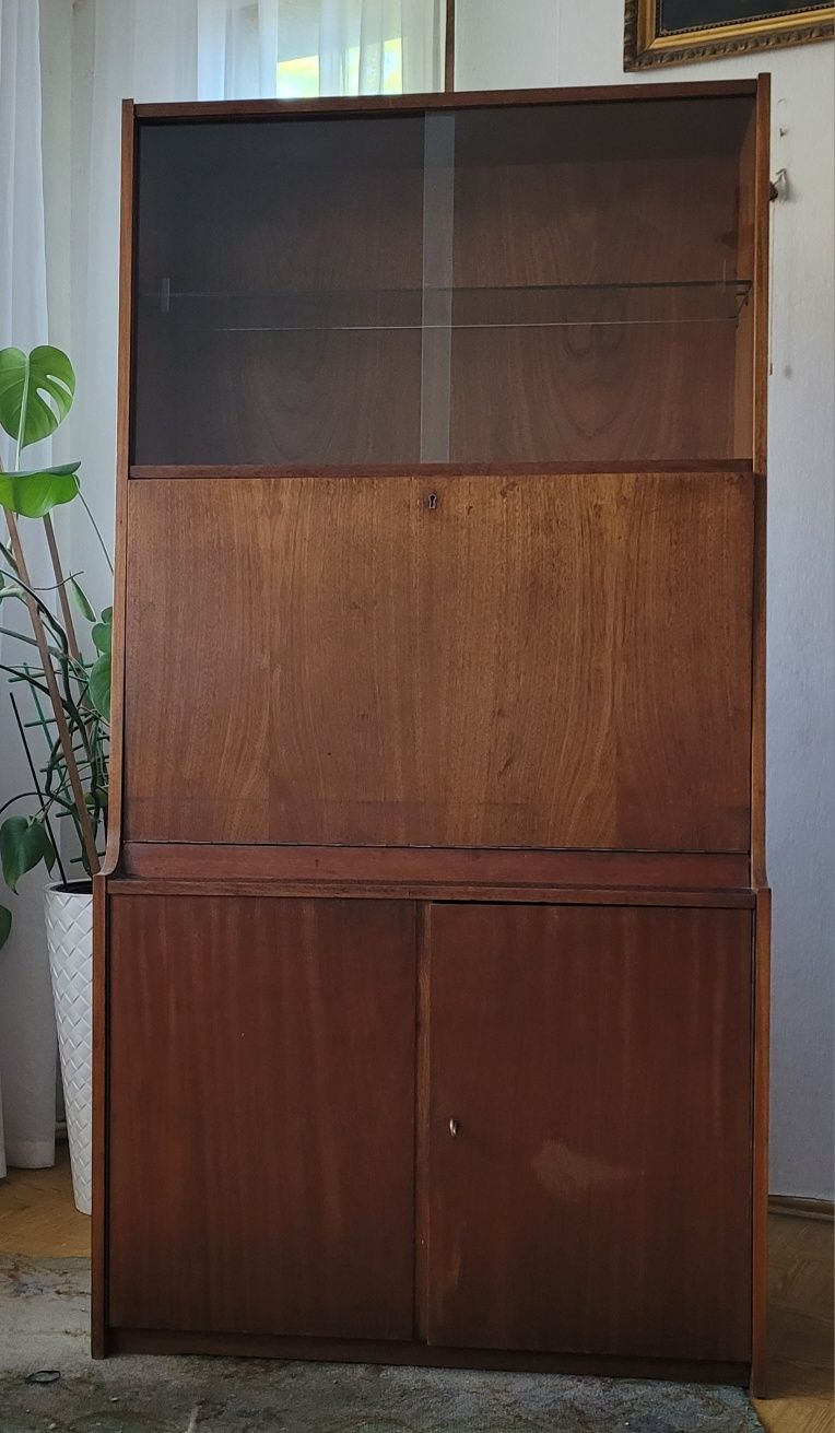 Stary drewniany mebel komoda sekretarzyk biurko z lat 70