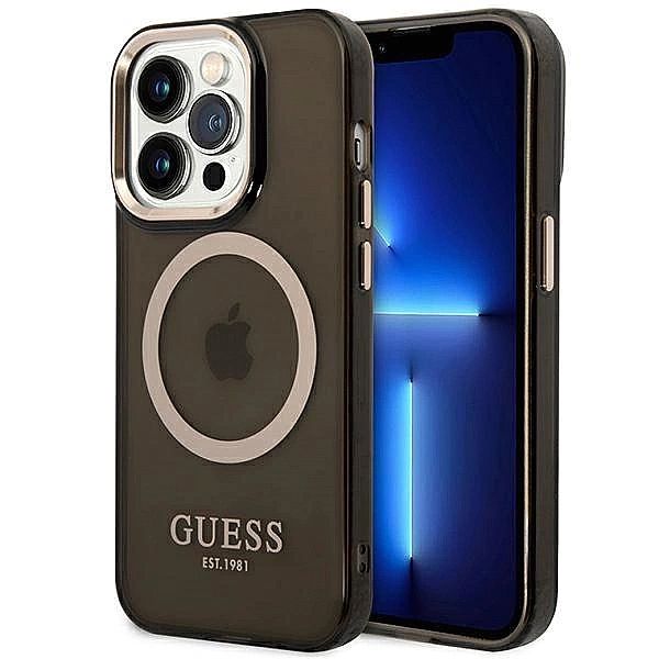Etui Guess Gold Outline Translucent MagSafe na iPhone 14 Pro Max - cza