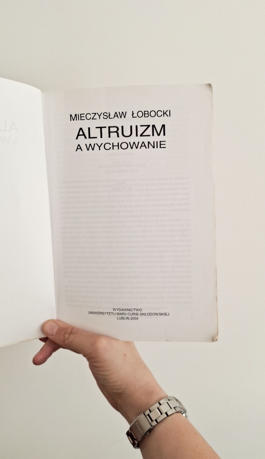 Mieczysław Łobocki Altruizm a wychowanie książka UMCS 2004 rok