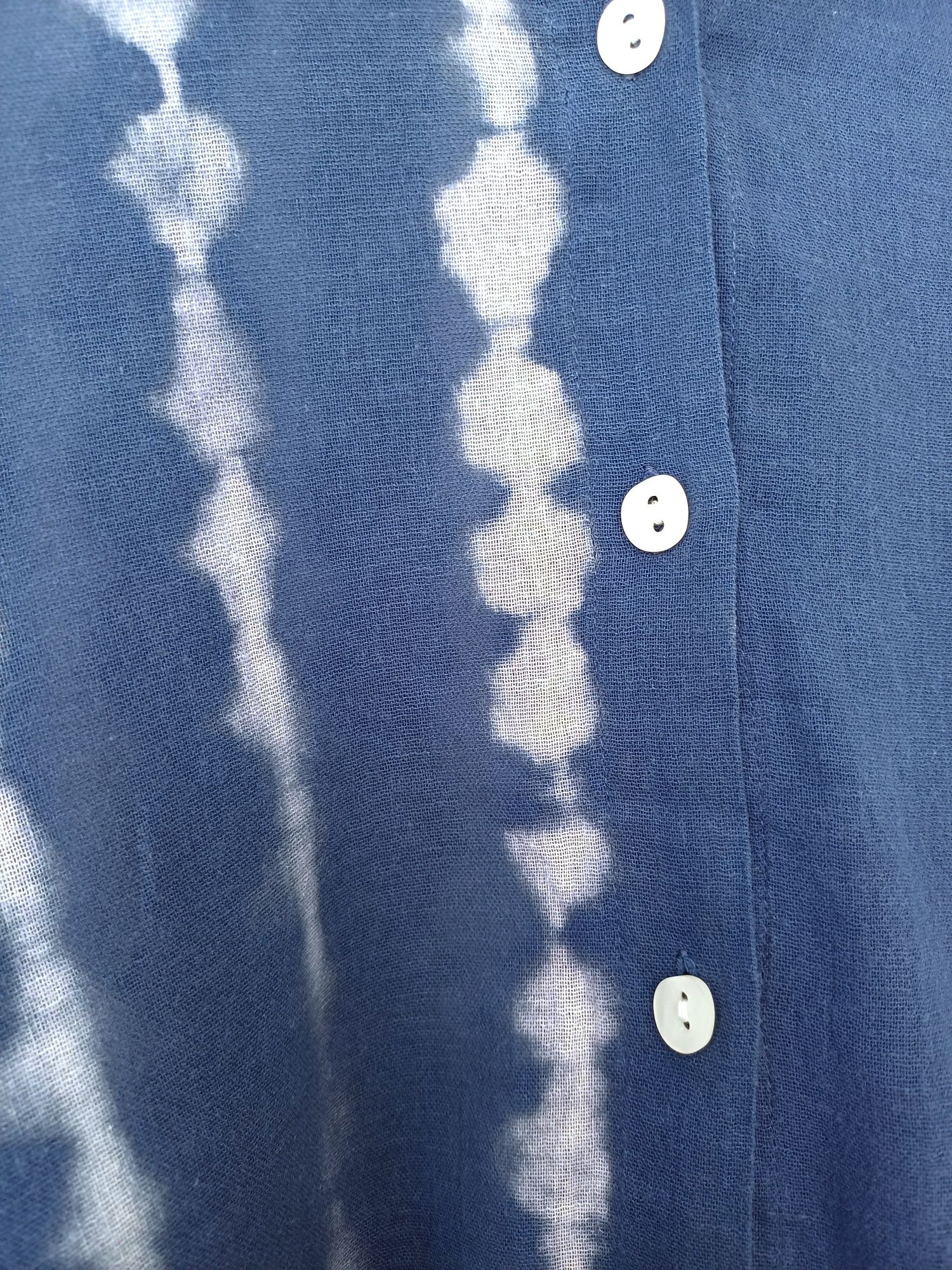 Massimo Dutti koszula oversize bawełna niebieska print rękaw 3/4