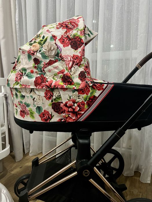 Коляска Cybex Priam Platinum Spring Blossom 2 в 1, Сайбекс Пріам