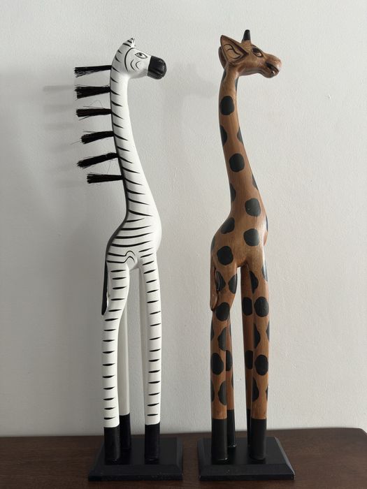 Stojące ozdoby afrykańskie - żyrafa i zebra