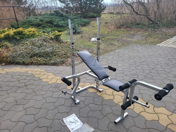 Ławeczka pod sztangę z modlitewnikiem, prasą do nóg i prasą hms do 150