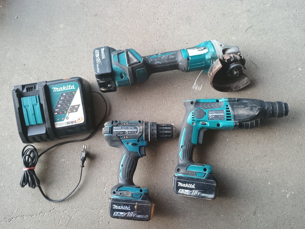 Makita 18 V DGA 513, DHR 165, DHP 482 3x 5,0