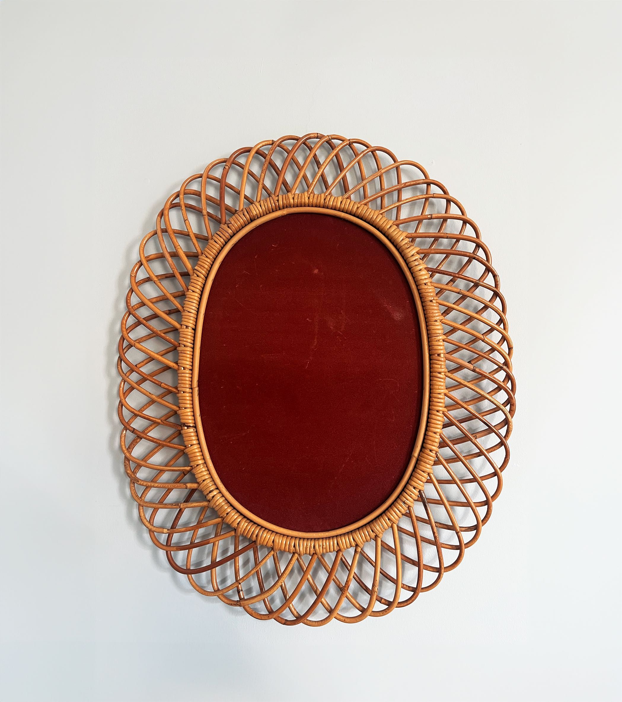 Lustro ratanowe vintage projektu Franco Albini, lata 60