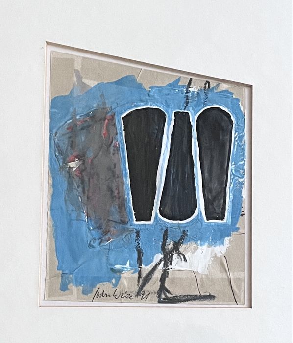 Dwa obrazy - Jochen Weisse - gwasz - abstrakcja -  1991r