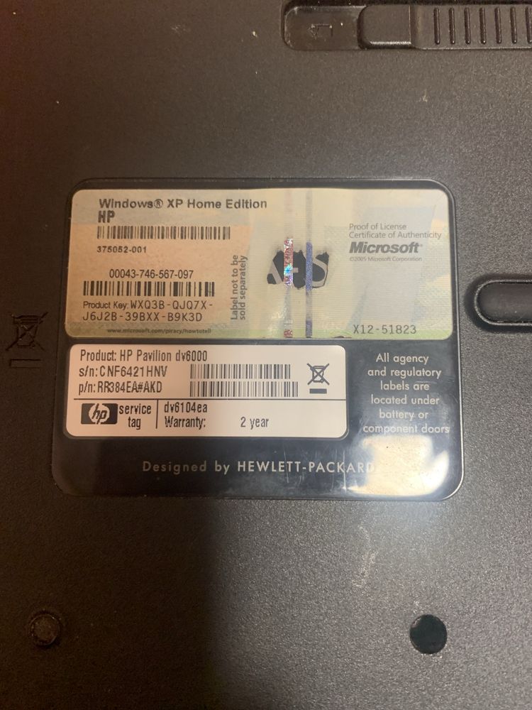 Laptop hp pavilon dv6000