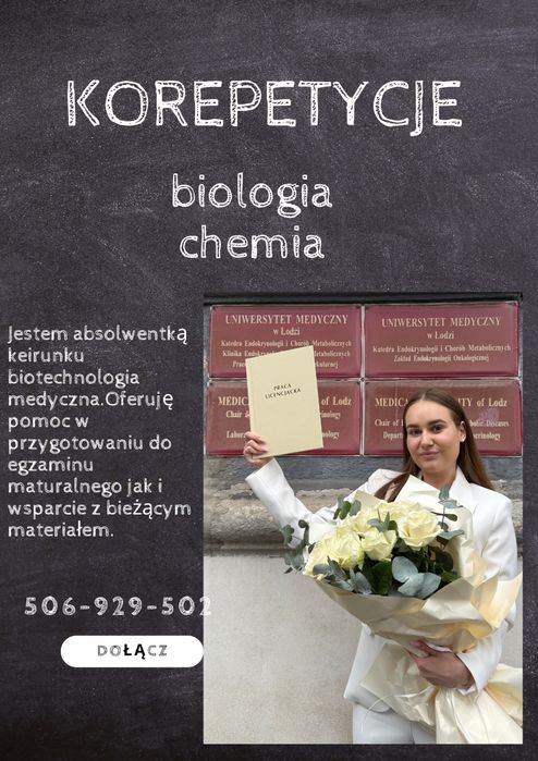 Korepetycje biologia/chemia matura/ bieżący materiał