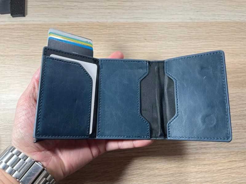 Novas carteiras RFID(proteção contactless) - Compactas - Azul
