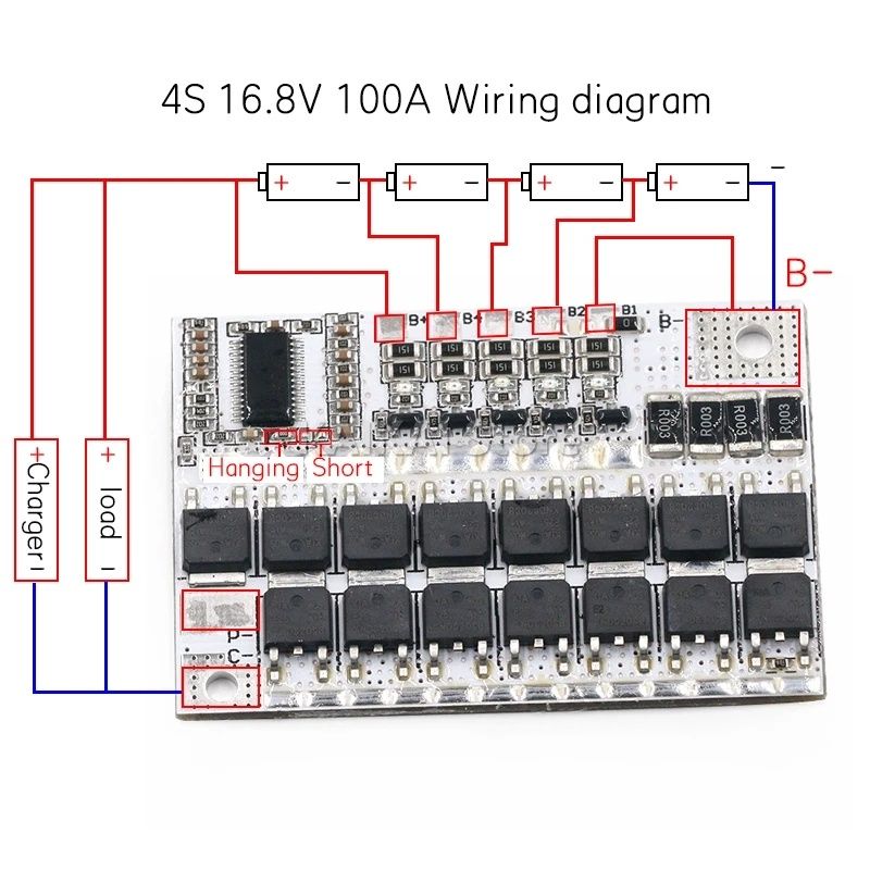 BMS Li-ion, 100A , 3,7в , 3s,4s,5s