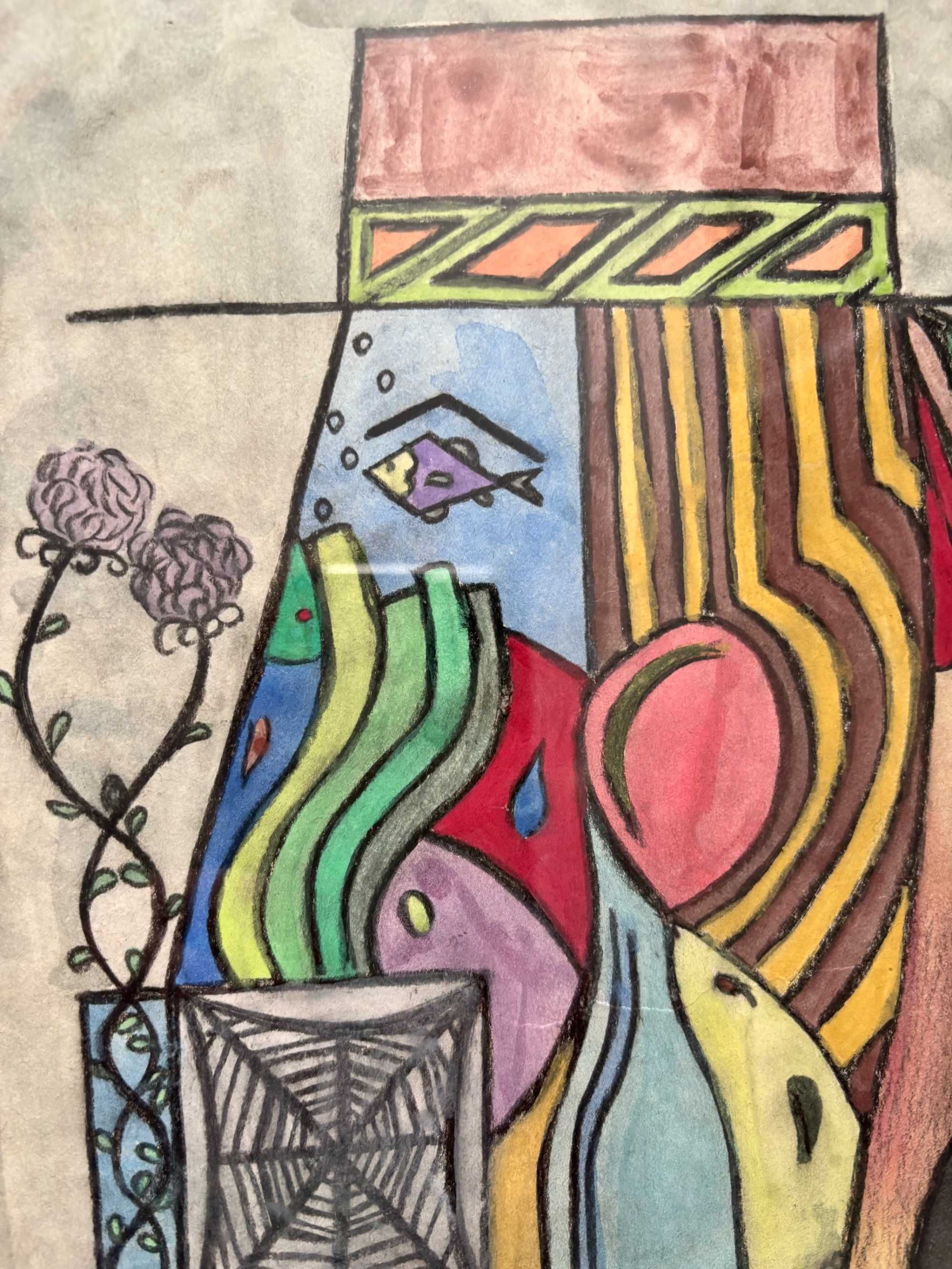 Obraz – akwarela, oprawiony i oszklony, 52 x 52 cm