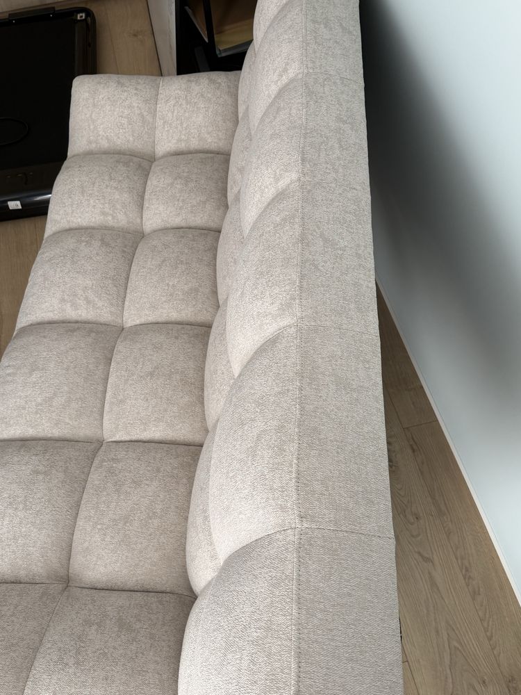 Sofá-cama 2 lugares Tecido Creme Beliani
