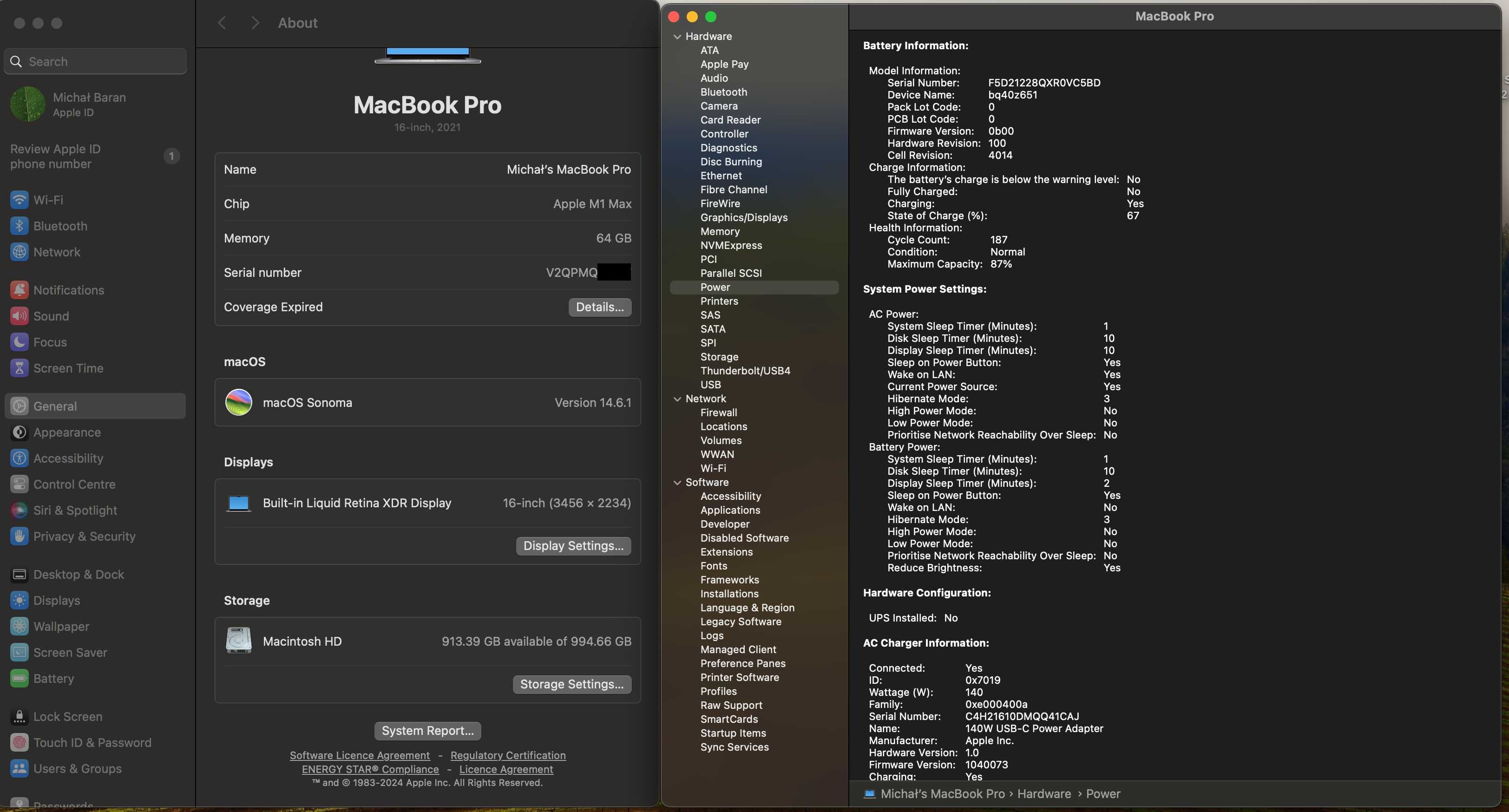 Apple MacBook Pro 16", 10-core M1 Max (GPU 32-core) RAM 64 GB 1 TB SSD