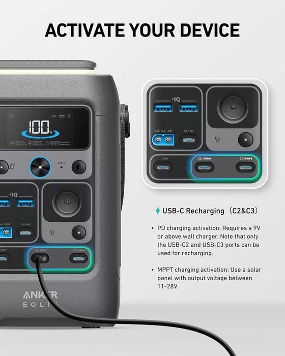 Зарядна станція Anker SOLIX C300 300W 90000mAh LiFePO4