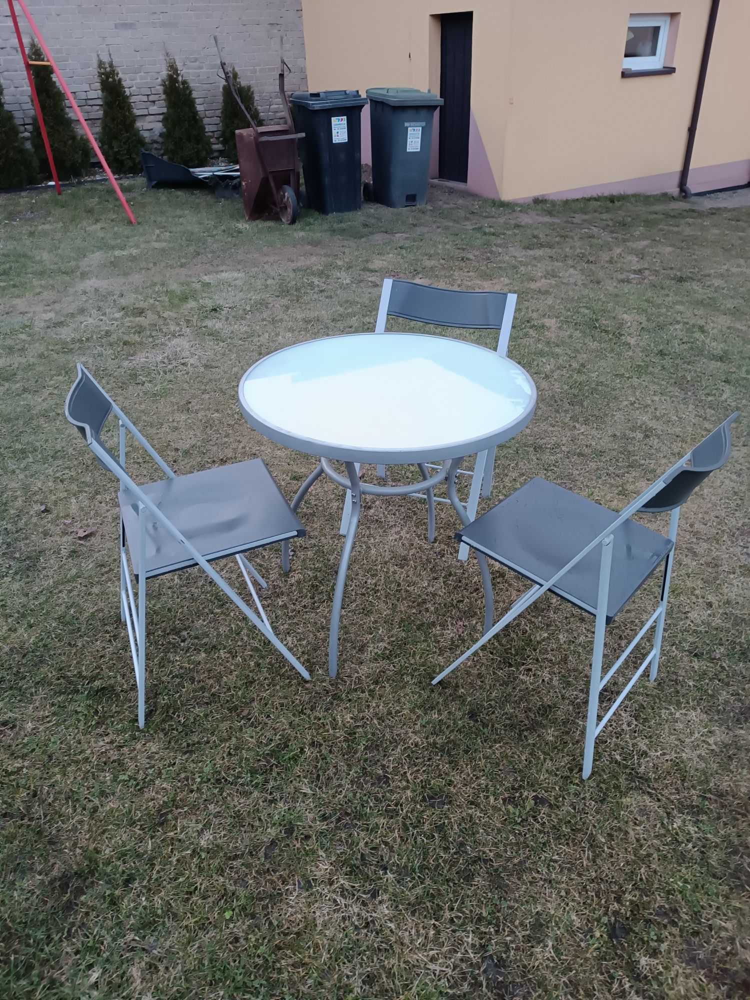 Stół z krzesłami aluminiowe