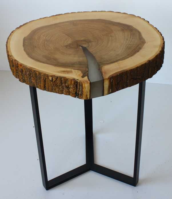 Stolik kawowy drewniany z żywicą "FOREST21" jesion