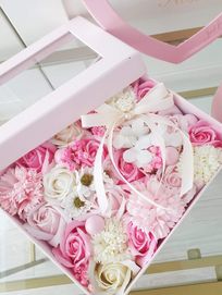 Tylko dzis !!! Flower Box , kwiaty mydlane , Serce, dla mamy prezent
