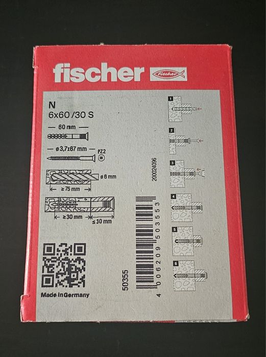 Kołki rozporowe fischer 6x60 - 50szt.