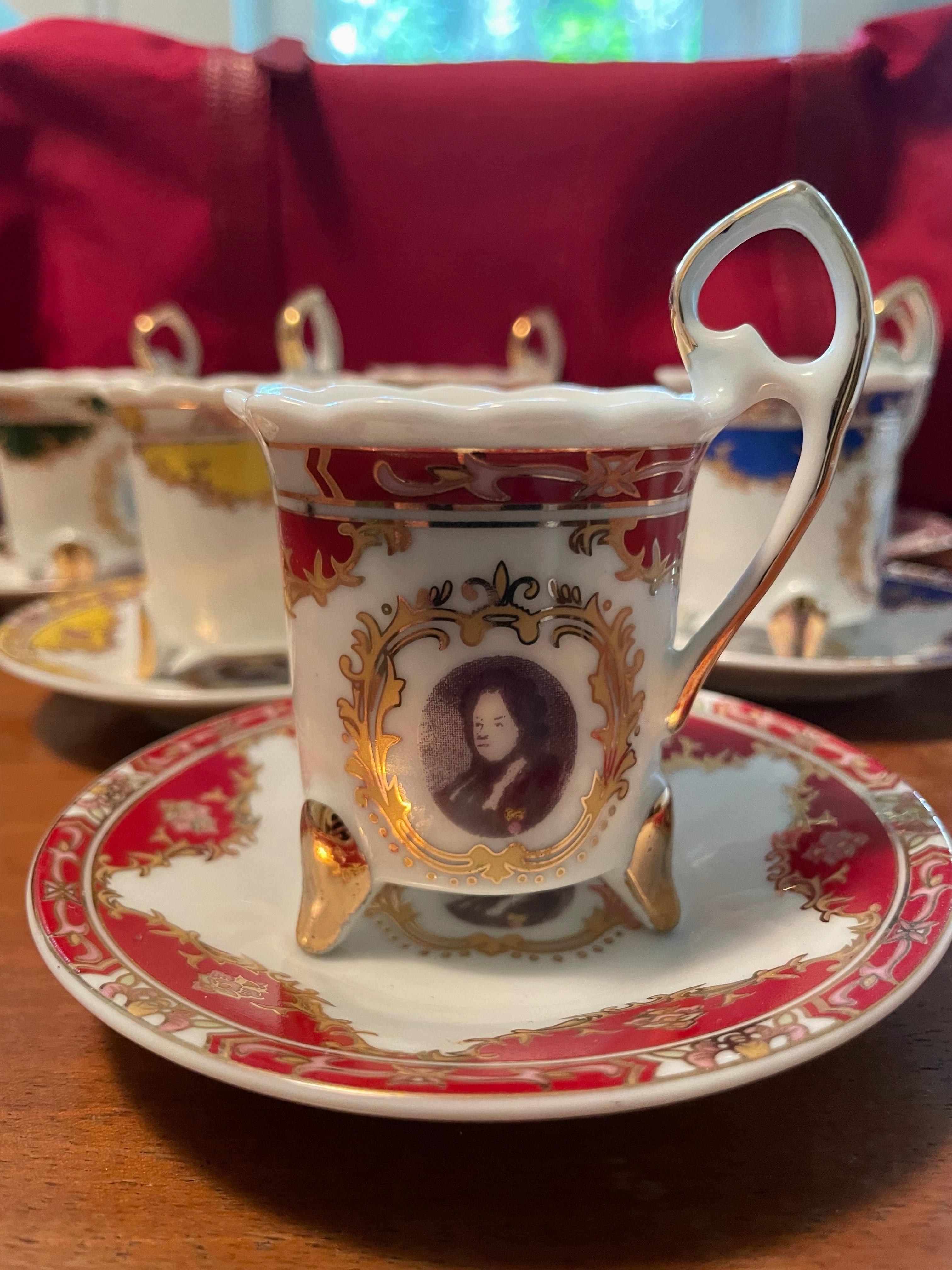 Zestaw filiżanek do espresso 6 sztuk z podstawkami. Retro. Kolekcja