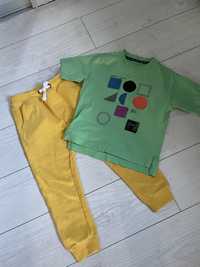 Spodnie dresowe żółte Cool Club koszulka zielona Reserved 128