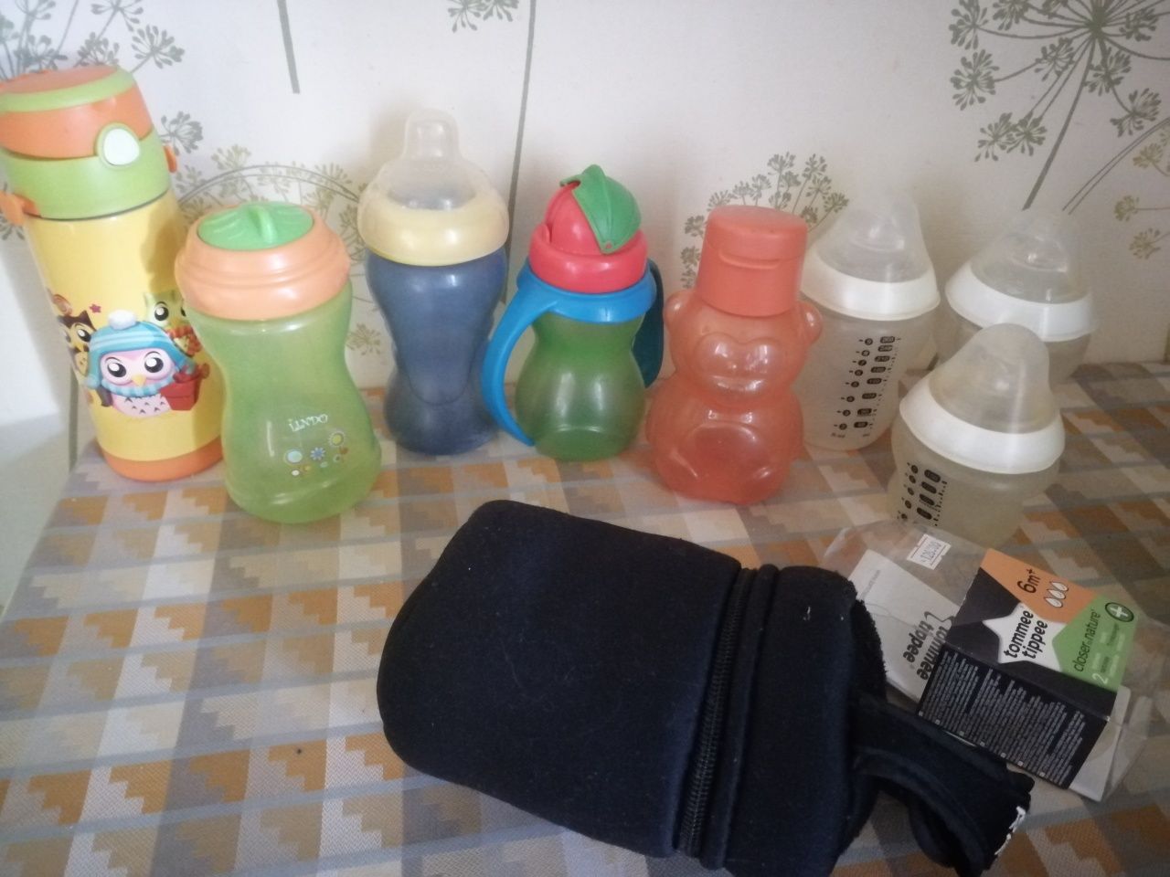 Бутылка для воды поильник тарелка для прикорма набор посуды детский