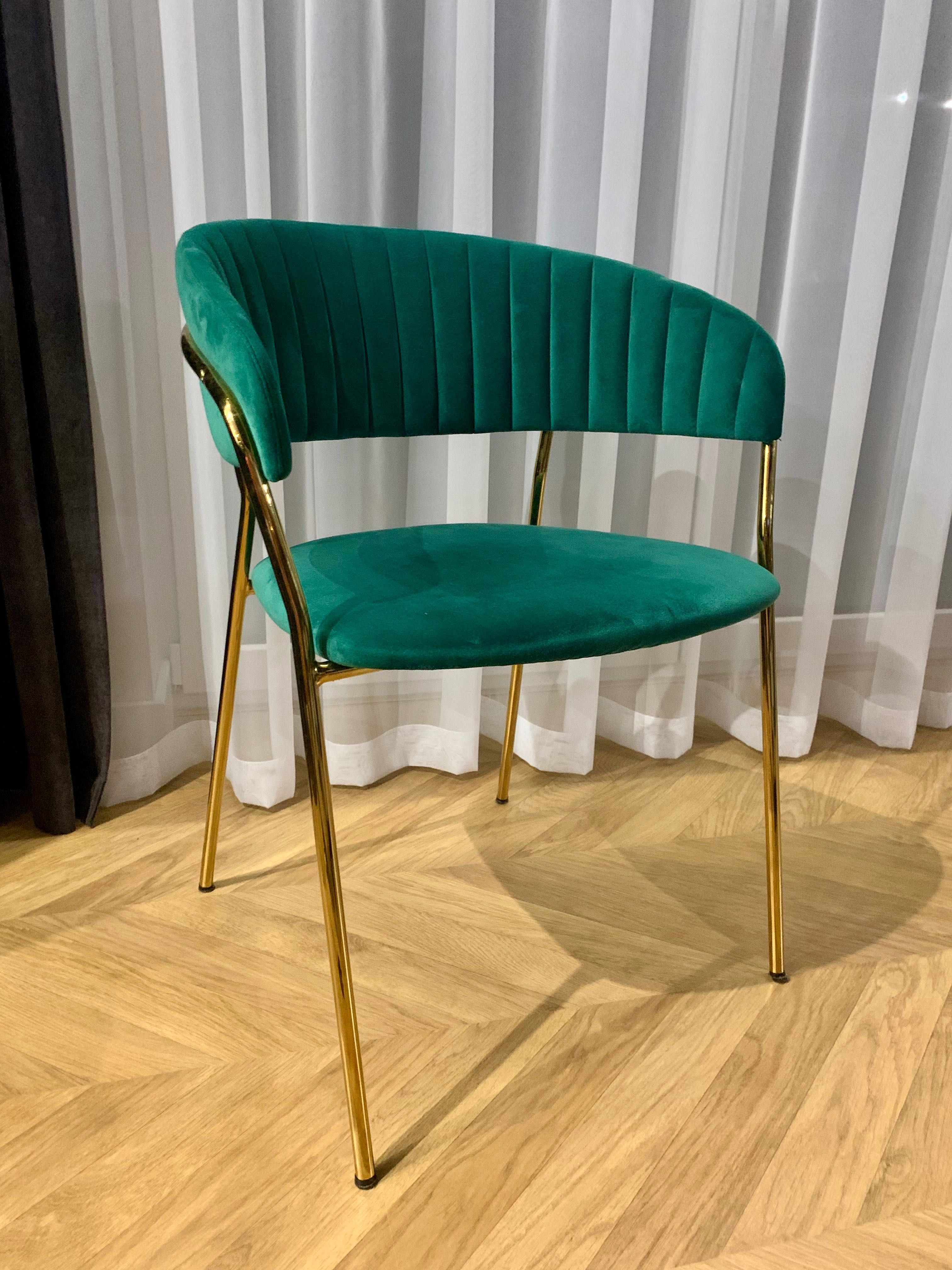Krzesła MARGO zielone welurowe