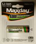 Bateria pilha Li-ion recarregável Maxday 18650