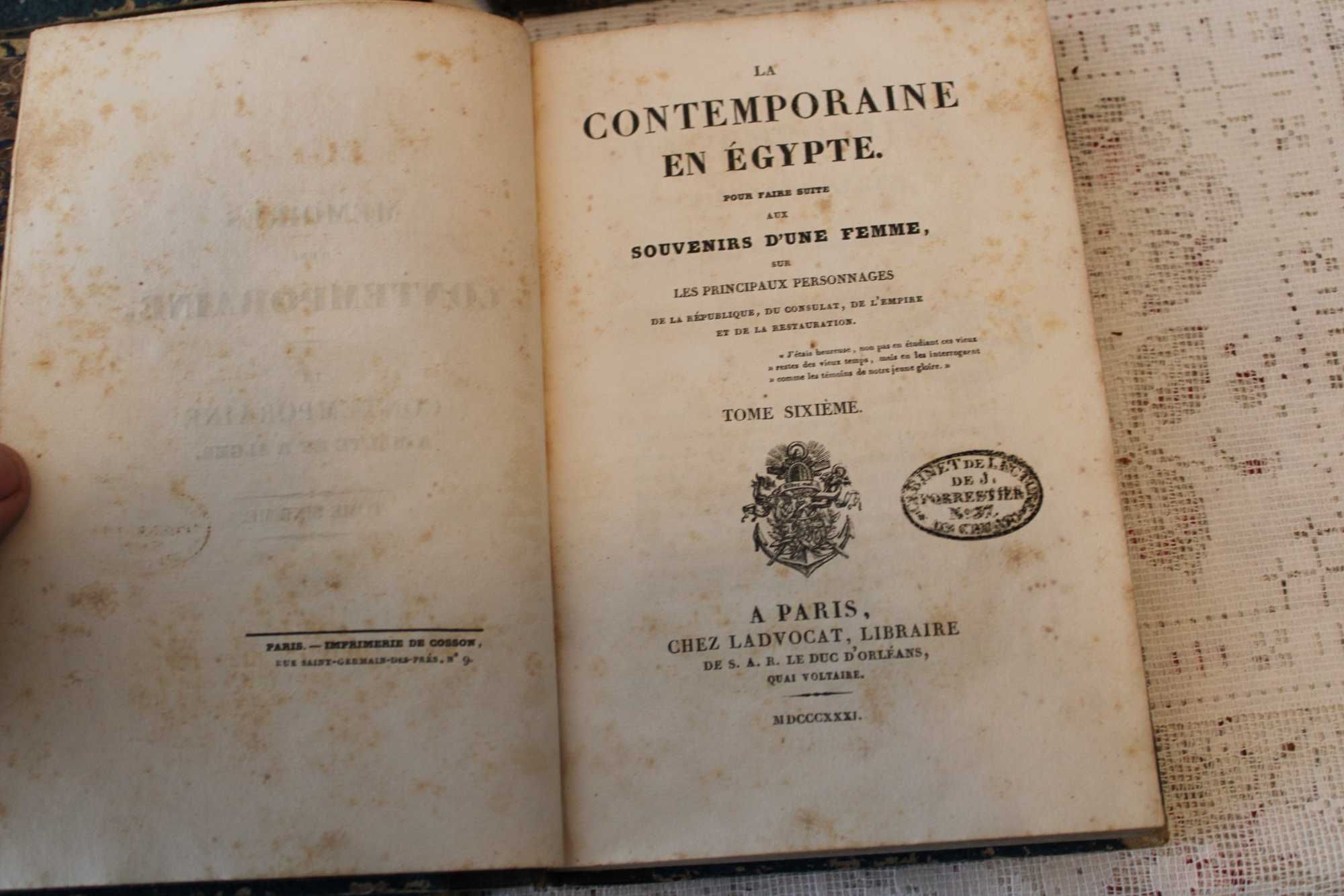 5 LIVROS "MÈMOIRE d`UNE CONTEMPORAINE"  EGYPTE TOME 2,3,4,5,6, DE 1831