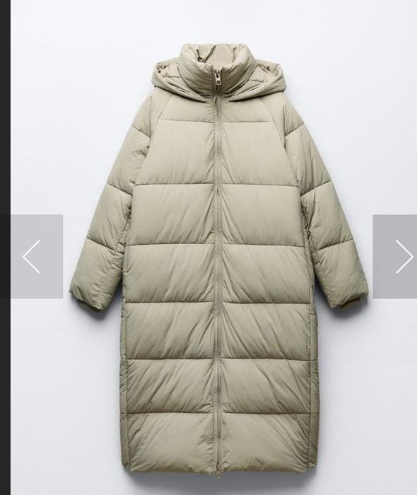 Пуховик довгий пухова куртка пальто zara xs/ s