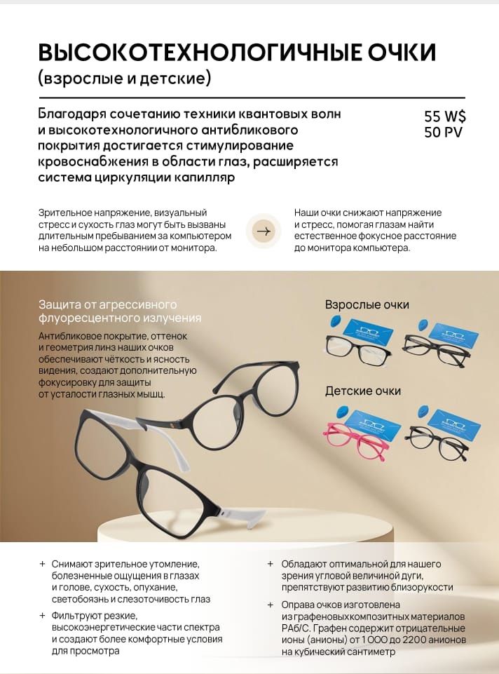 Высокотехнологичные очки ( взрослые и детские) WHIEDA