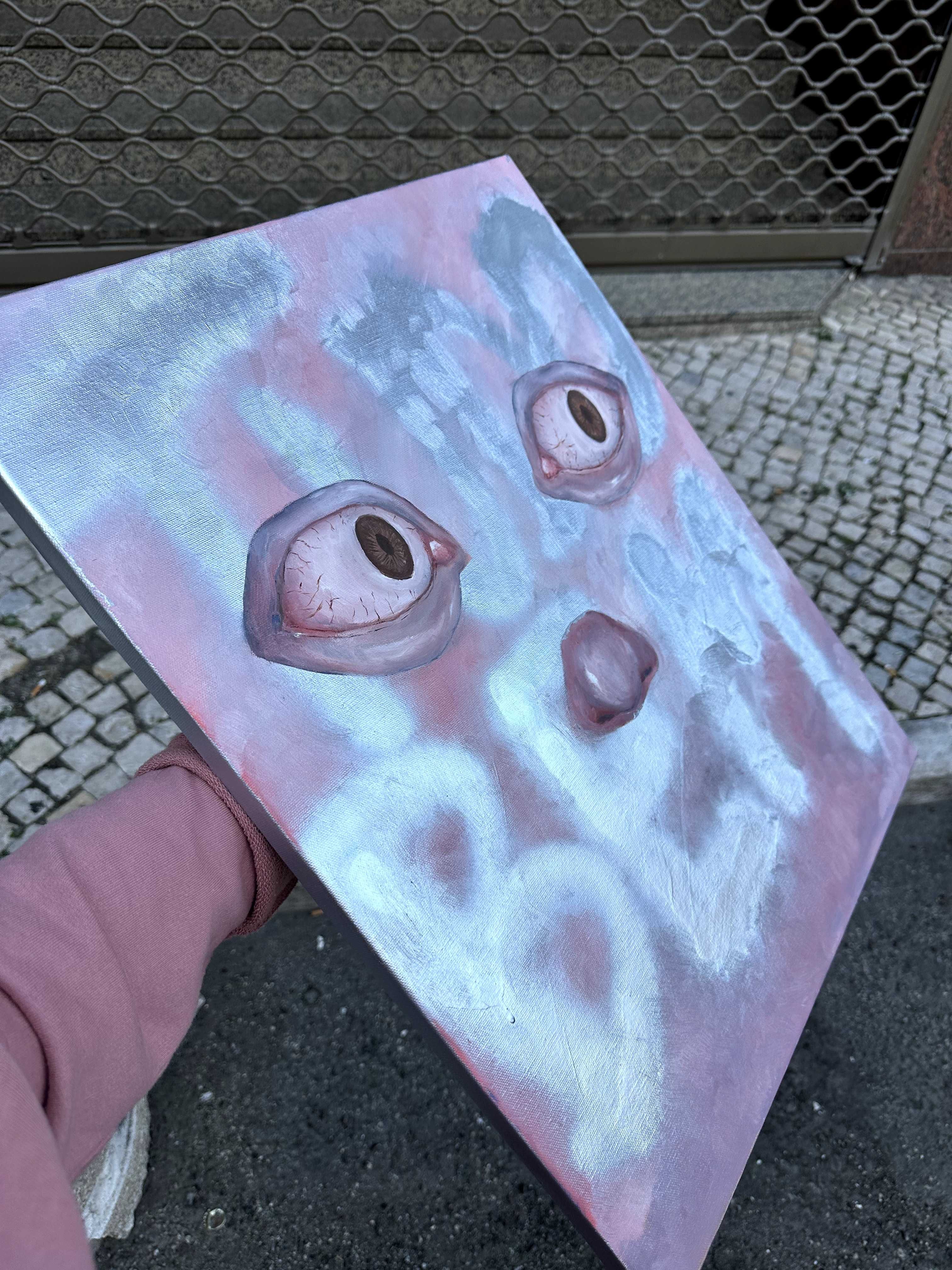 Obra de Arte Original – “Tudo Bem” – Óleo e Spray sobre Tela