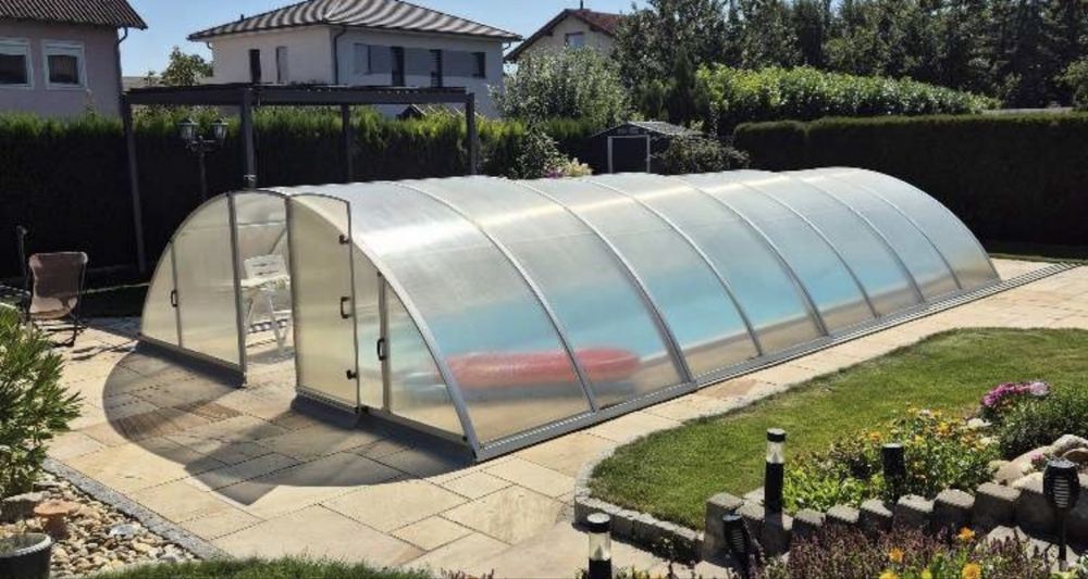 Zadaszenie basenu pokrywa kopula 8,5x4,25x1,55 aluminium