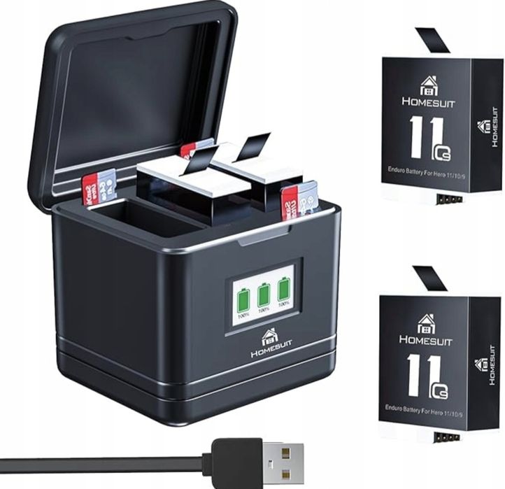 Ładowarka 2 baterie 1800mAh GoPro 9 / 10 /  11 / 12