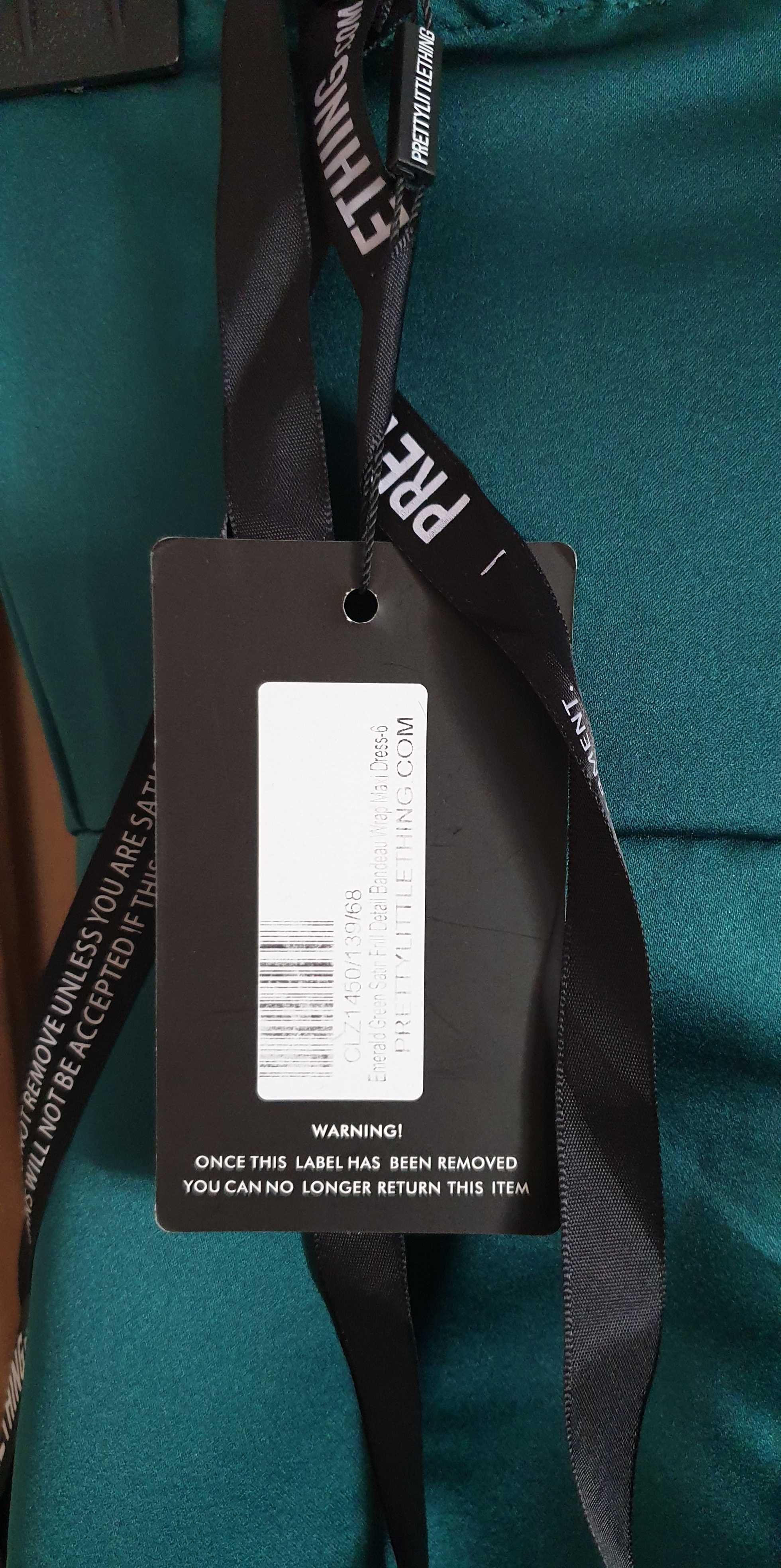 Sukienka XS/34 - Pretty Little Thing Emerald Green Satin Frill