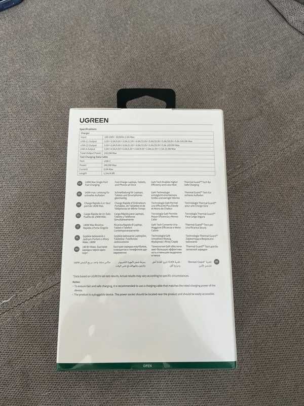 Ugreen ladowarka sieciowa gan nexode usb -a/2xusb-c 140W + kabel usb-c