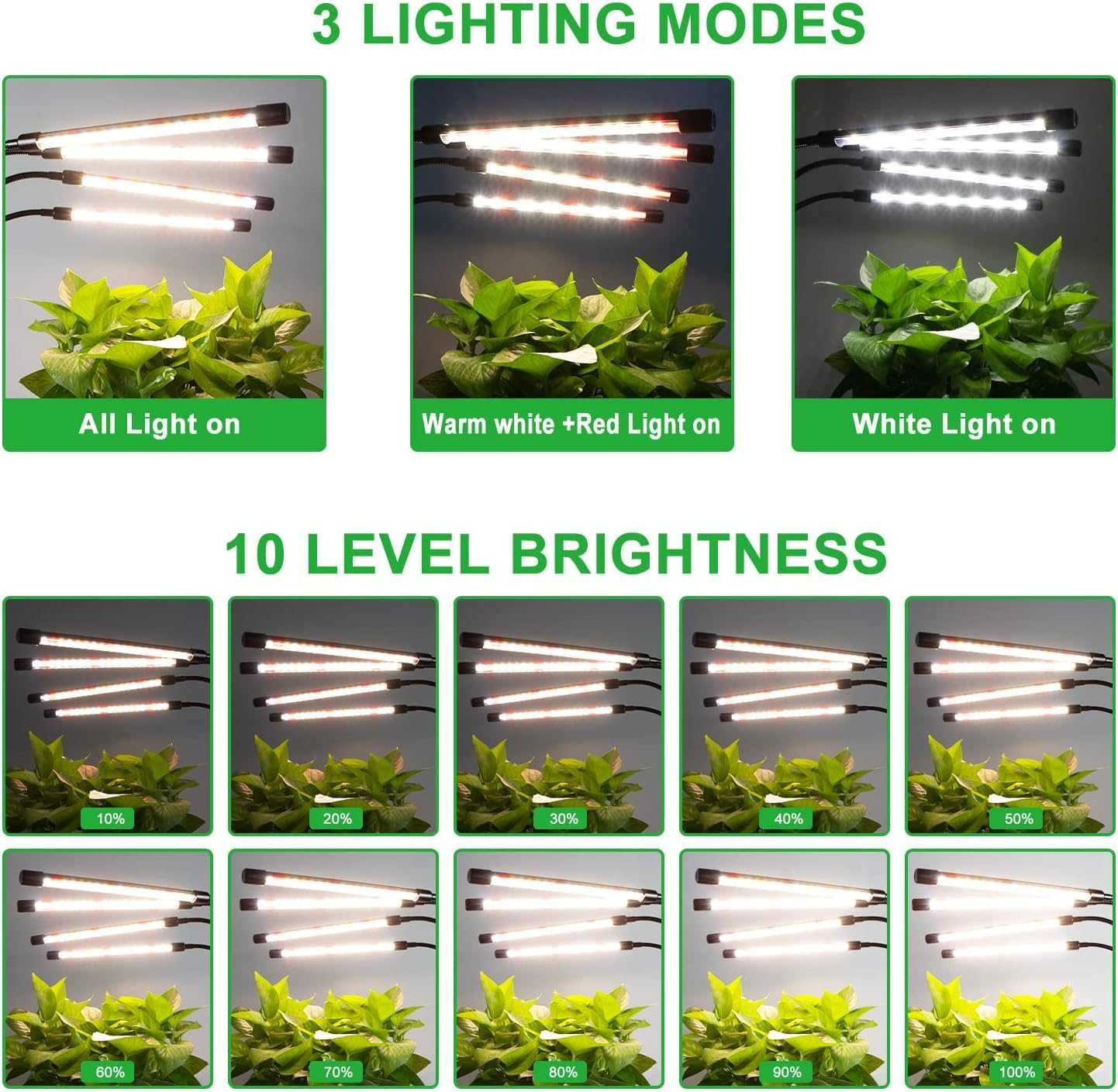 Lampka do Roślin Pełne Spektrum Wzrostu TIMER 3 TRYBY 10 Poziomów
