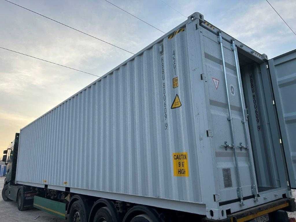 Kontener morski 40'HC, nowy, One Way, jasnoszary.