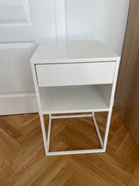 Nowy stolik nocny VIKHAMMER Ikea biały, 40x39 cm z szuflada